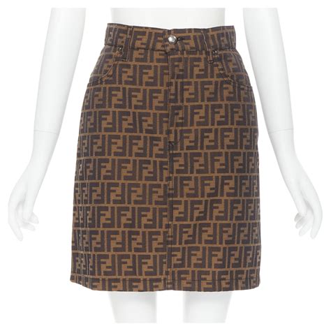 vintage fendi logo skirt|Fendi denim skirt.